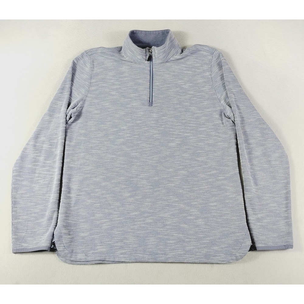 Robert‎ Graham Sweater Mens Large Blue Waffle Knit 1/4 Zip Mock Neck Stretch